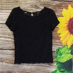 Forever21 mid Sleeve black lace top
